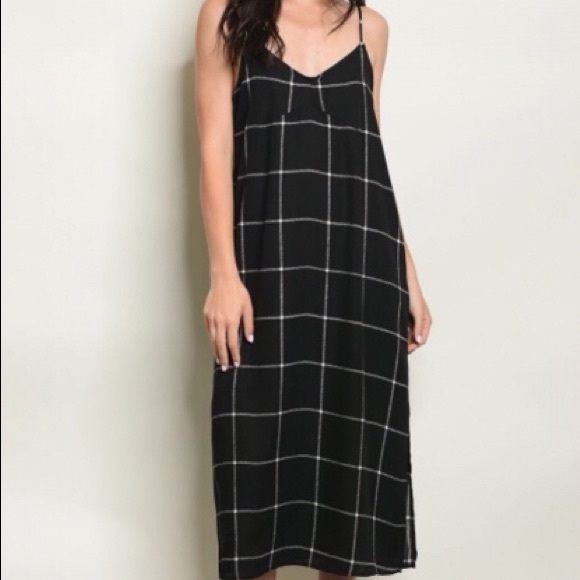 NWT Gilli Maxi Checked Dress / Jumper w/Side Slit - Picture 3 of 16